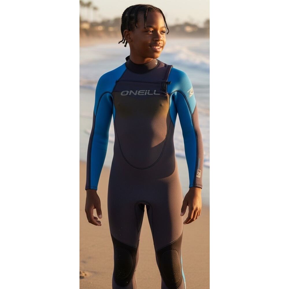 O'Neill Youth Back Zip Full Wetsuit RN 77131 Black Blue Size 4